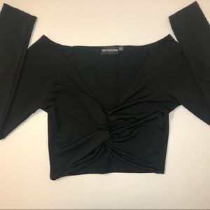 PLT Long Sleeve, Off The Shoulder Crop Top